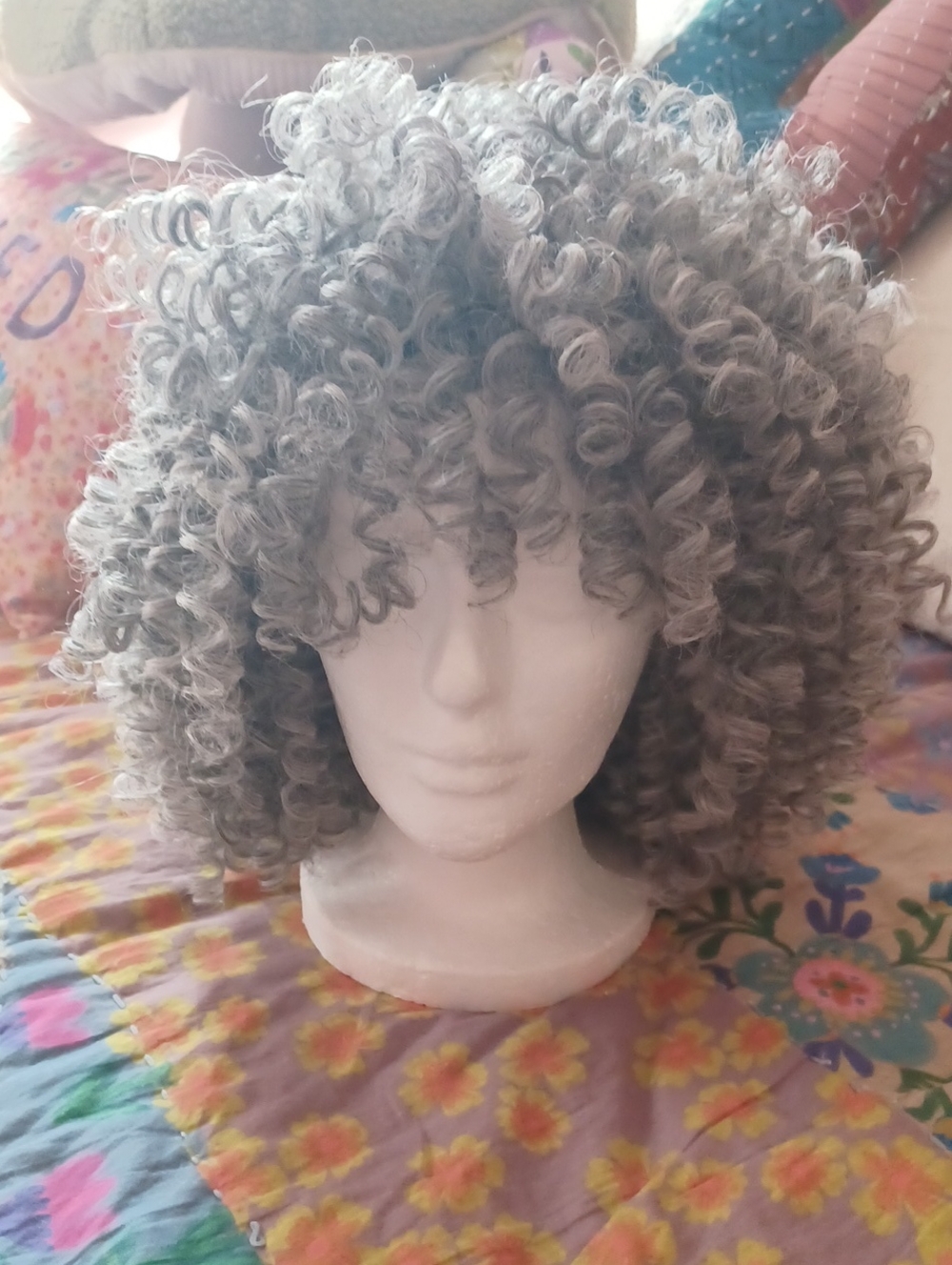 Source Unknown Light Gray Curly Afro Wig